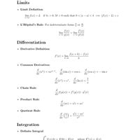 Formula Sheets: Calculus - Engineering Mathematics for Electrical ...