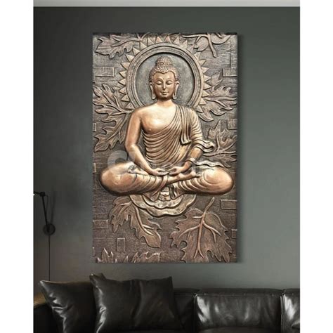 Buy BUDDHA on Lotus in 3x2 feet 3D Relief Mural Wall Art Online - Artociti