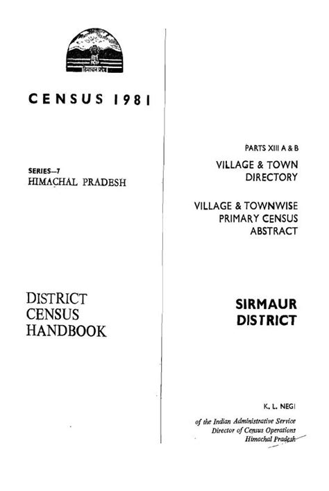 India - Village & Townwise Primary Census Abstract, Sirmaur, Part-XIII ...