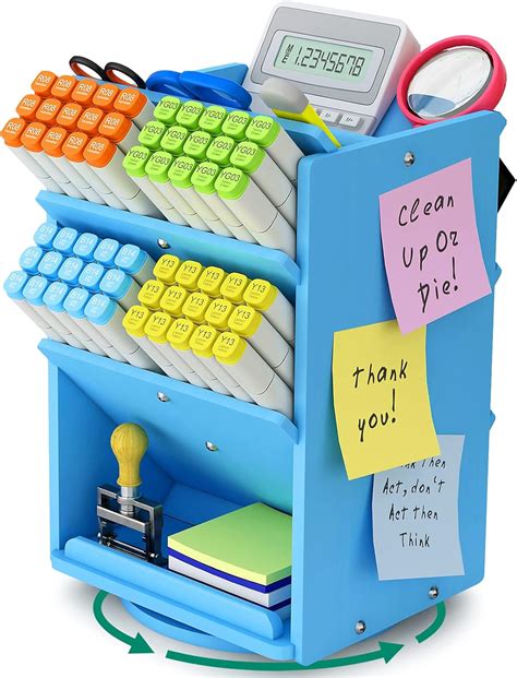 Darfoo Blue Rotating Desk Organizer - Bamboo Art India | Ubuy