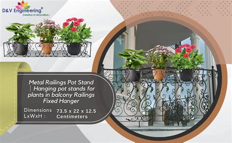 D&V Engineering Metal Railings Pot Stand │Hanging pot stands for plants ...