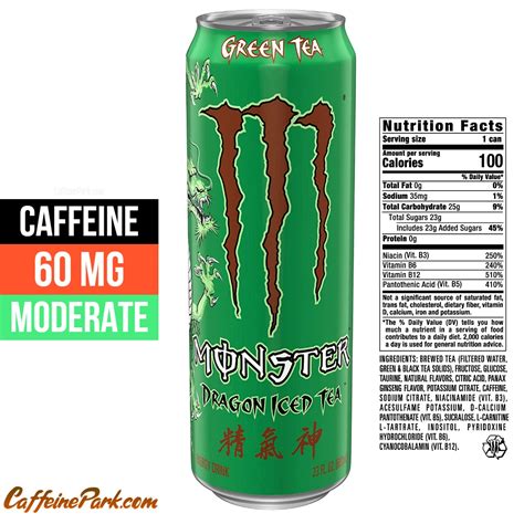 How much caffeine is in Monster Dragon Tea?
