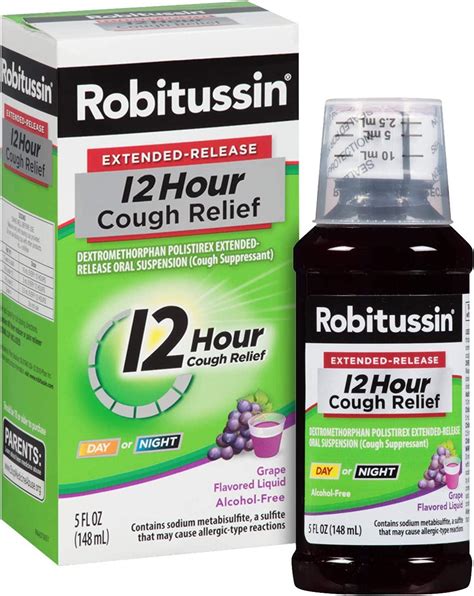 Robitussin Extended-Release 12 Hour Alcohol-Free Grape Cough Relief - 3 ...