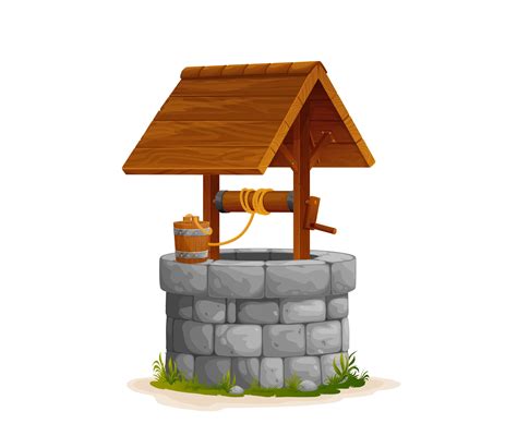 Cartoon farm stone water well with wooden bucket 26168093 Vector Art at ...