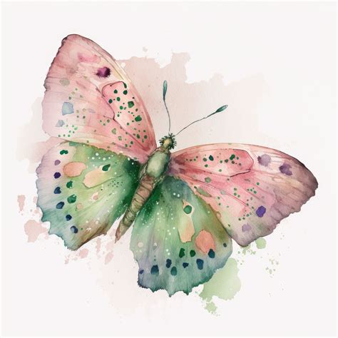 Pink and green watercolor of a butterfly | Butterfly watercolor ...