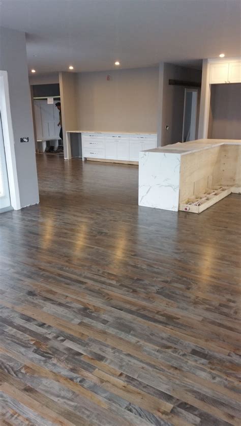 2 1/4" Maple sand on site, custom mixed stain, bona mega satin, three ...