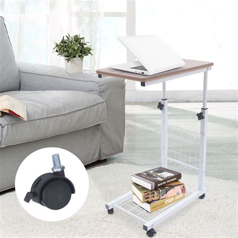 Bedside Sofa Side Table Wheels Hospital Overbed Rolling Tray Height ...