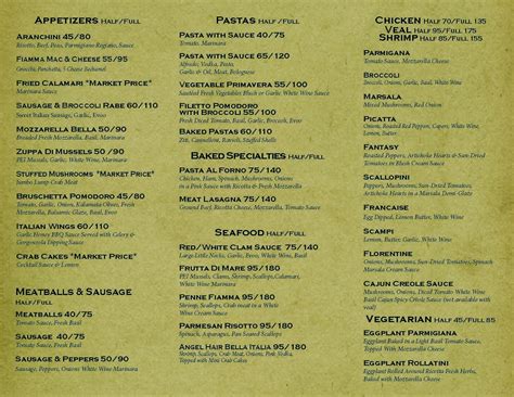 Italian Catering Menu - Fiamma Italian Grill | Easton PA