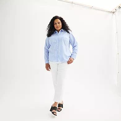 Plus Size Croft & Barrow® Essential One Pocket Button Down Shirt