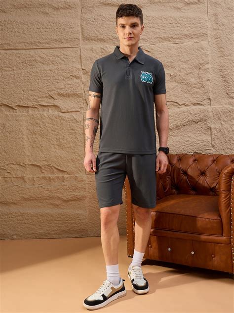 Men Printed Co-ord Set Dark Grey | Reprise India | Reprise