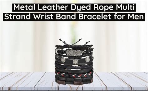 University Trendz Black Base Metal Leather Dyed Rope Multi Strand Wrist ...