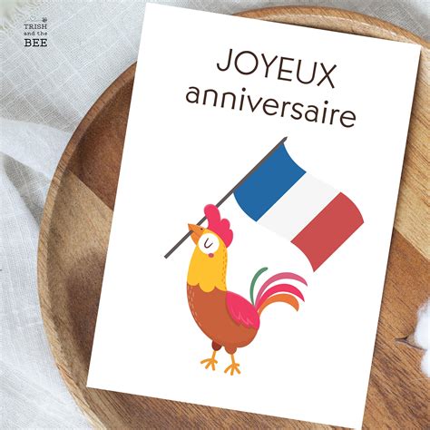 Printable French Birthday Card Joyeux Anniversaire happy Birthday in ...