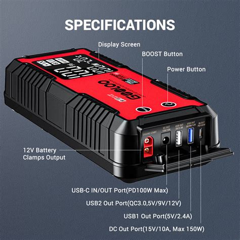 Buy GOOLOO GT4000 Car Jump Starter 4000A Battery Charger Power Bank ...