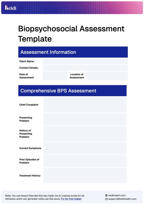 Biopsychosocial Assessment Template with Examples - Heidi Health | Heidi AI