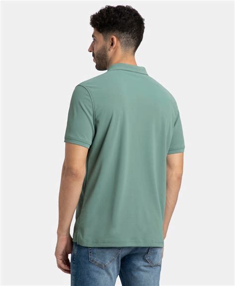 Buy Microfiber Fabric Solid Half Sleeve Polo T-Shirt with StayDry ...