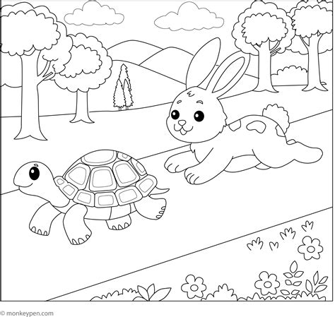 Tortoise And The Hare Coloring Pages [2025]