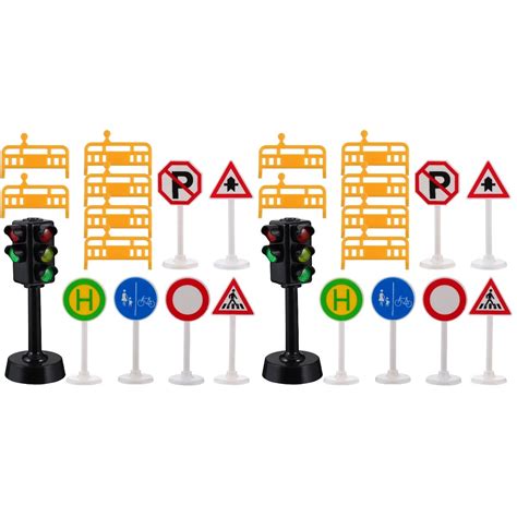 Buy TOYMYTOY Traffic Light Road Sign Playset: DIY Traffic Sign Train ...
