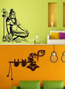 Trends on WALL 74 cm Lord Shiva & Krishna Self Adhesive Sticker Price ...