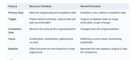 What is the difference Recovery Schedule and Revised Schedule