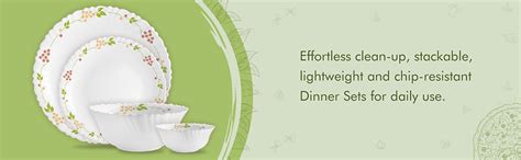 Cello Opalware Dazzle Series Aqua Leaves Dinner Set, 57Pcs | Opal Glass ...