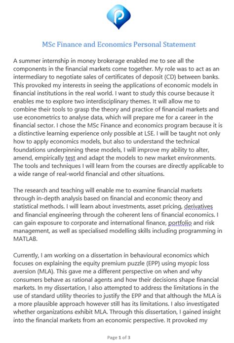 Image result for Finance Personal Statement Examples