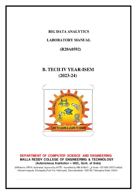 BDA LAB Manual[R 20A0592] - BIG DATA ANALYTICS LABORATORY MANUAL ...