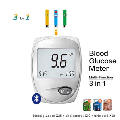 Buy DZWJ 3 in 1 Bluetooth Cholesterol Uric Glucose Meter with Blood ...