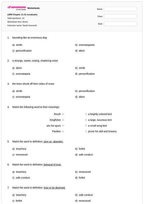 50+ Word Matching worksheets for Class 4 on Wayground | Free & Printable