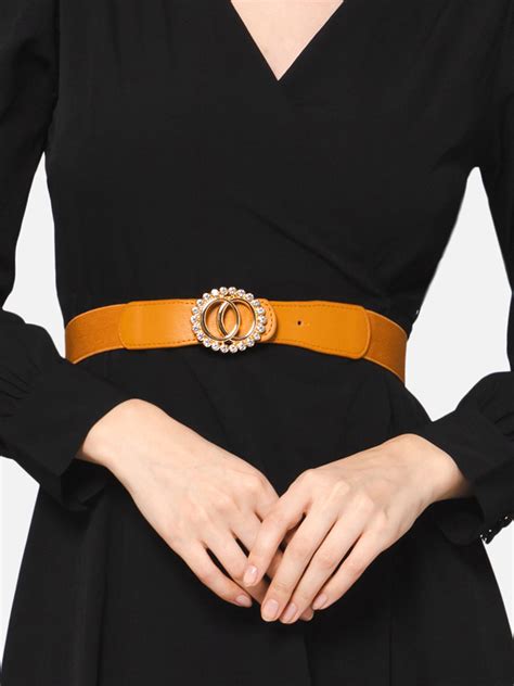 Solid Brown Diamond Studded Embellished PU Nylon Push-Pin Regular Slim ...