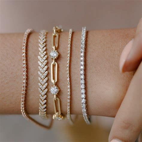 White Gold Diamond Tennis Bracelet | Diamond bracelet design, Bangles ...