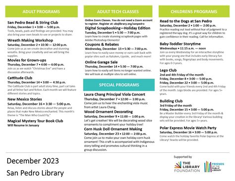 Explore San Pedro Library's Exciting December 2023 Calendar & Programs ...