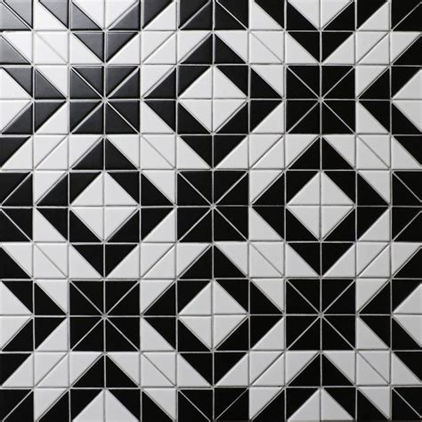 Artistic 2'' Black White Triangle Tile, Porcelain Floor Tile Patterns ...