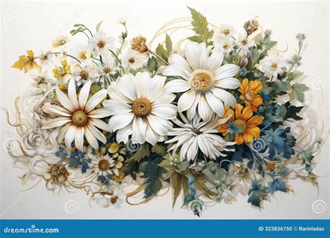 Vibrant Bouquet Of Colorful Flowers On White Background, Beautiful ...