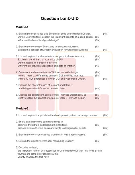 Question bank-UID - hjbj - Question bank-UID Module- Explain the ...