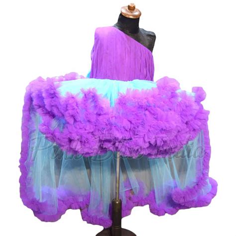 Buy Purple One Shoulder Ruffled Party Wear Dress Gown