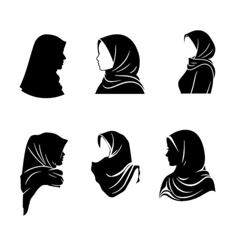 Silhouettes of Women Wearing Hijabs Elegant Muslim Woman Silhouette in ...