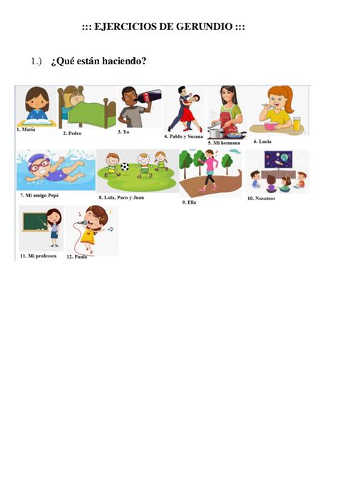 ESP Ejercicios DE Gerundio - Bachelors in spanish - ::: EJERCICIOS DE ...