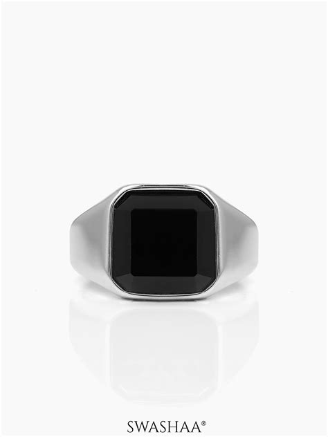 Buy Thorne Black Stone Signet Men's Ring Online | Swashaa