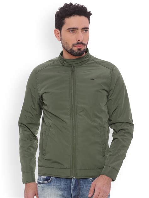 Buy Basics Men Olive Green Solid Open Front Jacket - Jackets for Men ...