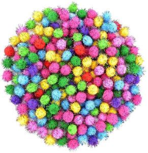 Vardhman Multicolored Glitter Pom Pom small Balls , dia- 10 mm, Pack of ...