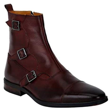 Del Mondo Genuine Leather CHERRY BORDO Colour Buckle Boots for Mens ...