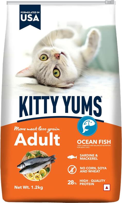 Kitty Yums Adult (+1 Year) Dry Cat Food, Ocean Fish, 1.2kg Pack ...