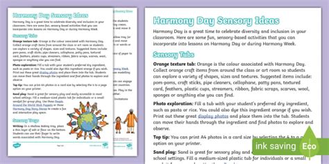 Harmony Day Sensory Ideas (teacher made) - Twinkl
