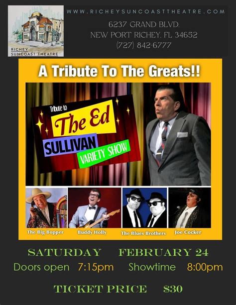 Tribute to The Ed Sullivan Variety Show, Richey Suncoast Theatre, New ...