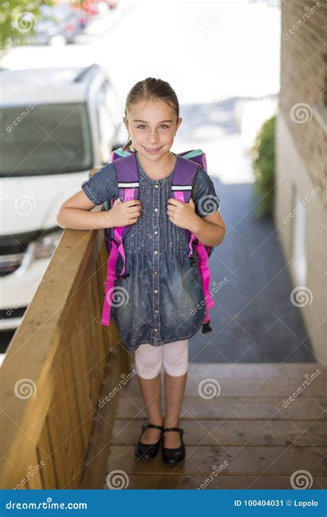 Beautiful Little Girl with Backpack Ready Back To School Stock Image ...