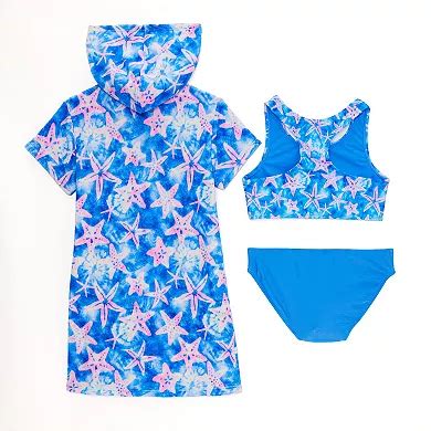 Girls 4-16 Catalina Swimwear Hooded Cover-Up & Bikini Swim Set