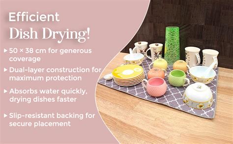 Buy U & U UNIQUE UTILITIES Microfiber Dish Drying Mat (50 x 38 cm ...