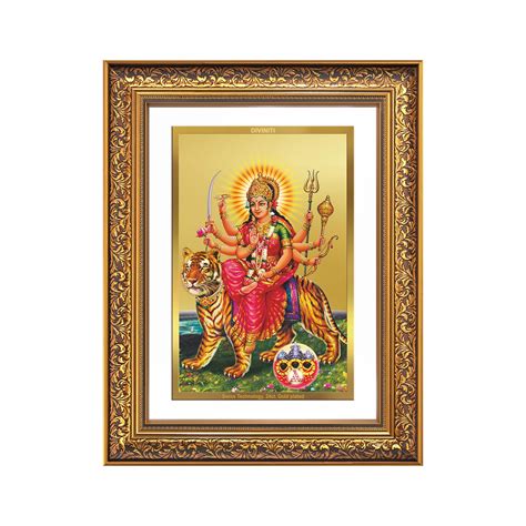 Durga Sherawali Mata with Pind | Divine Wall Mount Photo Frame in 24K ...