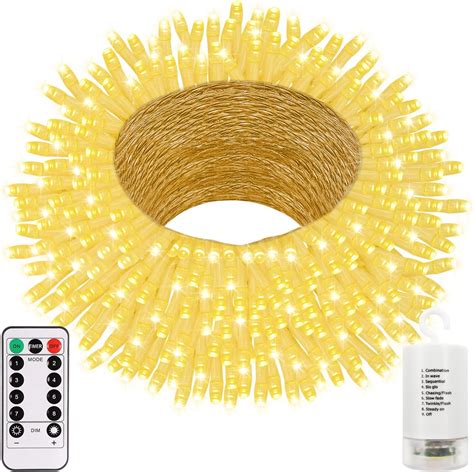 20M Battery Operated String Lights with Remote, 200 LED Christmas Fairy ...