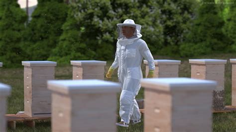 3D model Male Beekeeper in Full Suit Walking Pose | 3D Molier International